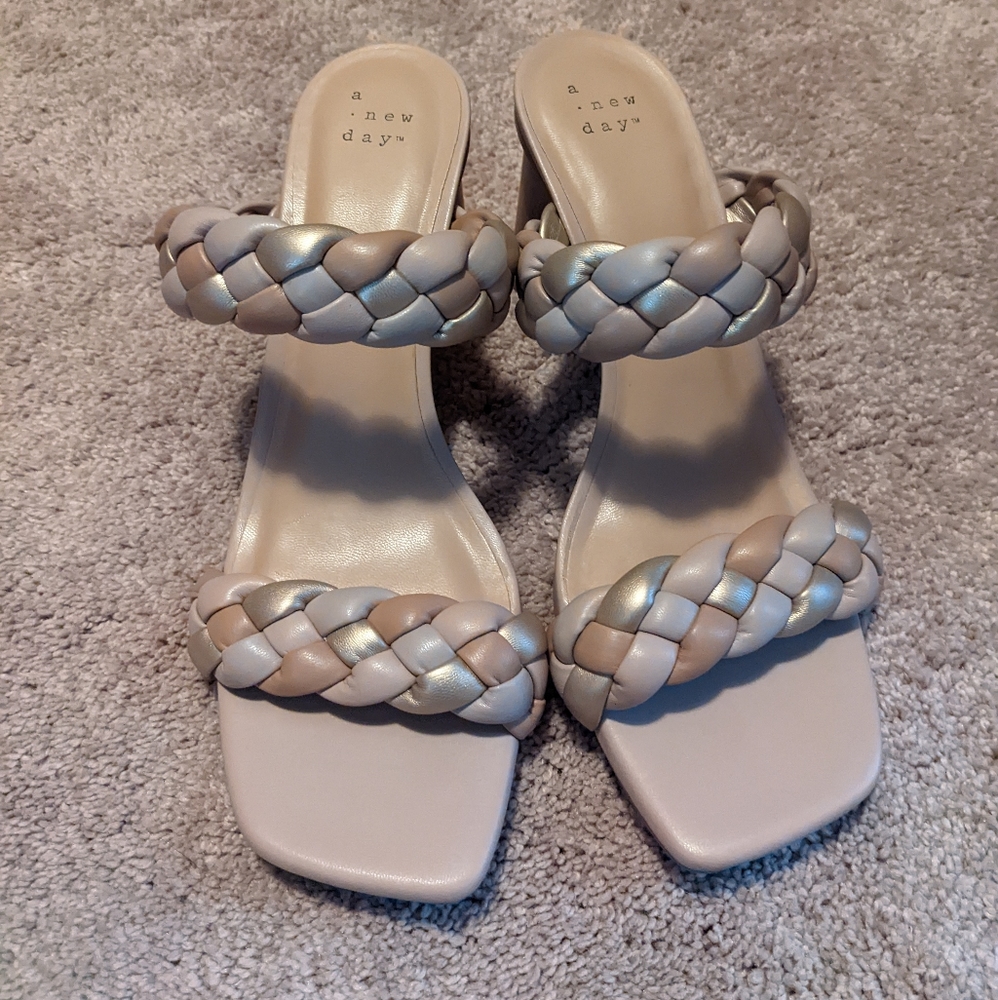 Metallic Basil Heels- Braided heeled sandals